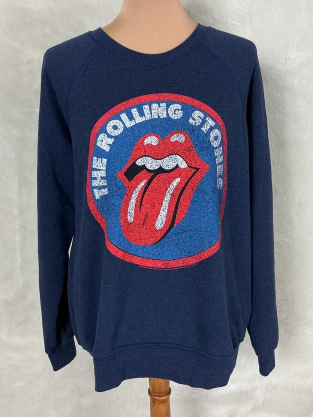 People of Leisure Rolling Stones Blue Mouth Tongue Graphic Sweatshirt NWT M